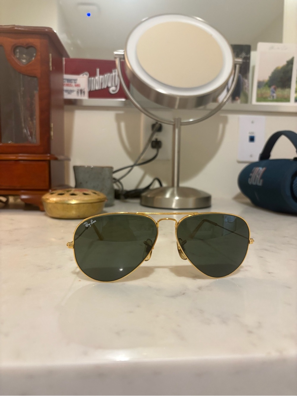 Ray-Ban Aviator Sunglasses - Gold Frame, Green Lenses